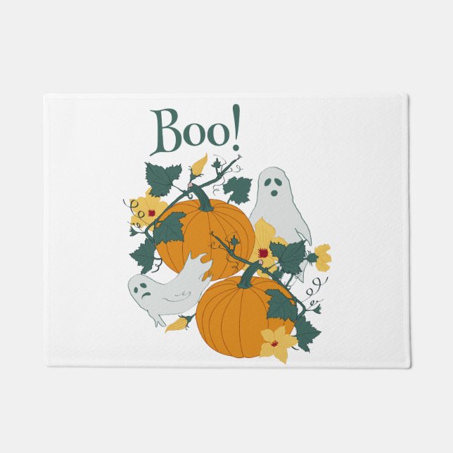 Boo - Ghosts and Pumpkins Doormat (Front)