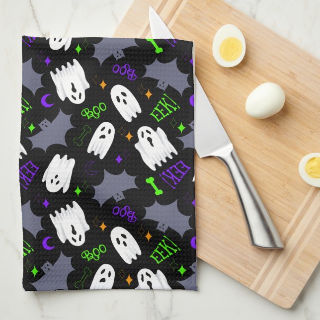 Boo Ghosts Halloween Tea Towel (Quarter Fold)