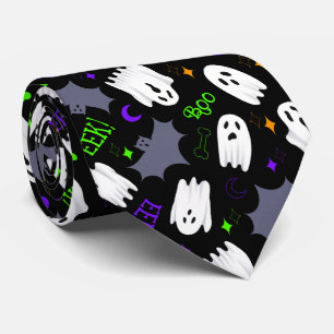 Boo Ghosts Halloween Tie