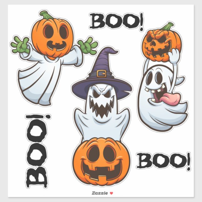 BOO! Ghosts with Pumpkins Halloween Cartoon Chaos (Sheet)