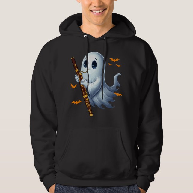 Boo Ghoul Playing Bassoon Halloween Musical Instru Hoodie (Front)