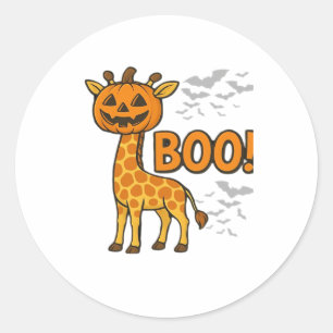 Boo Giraffe Halloween Costume Giraffe Lover Spooky Classic Round Sticker