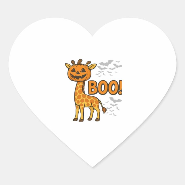 Boo Giraffe Halloween Costume Giraffe Lover Spooky Heart Sticker (Front)