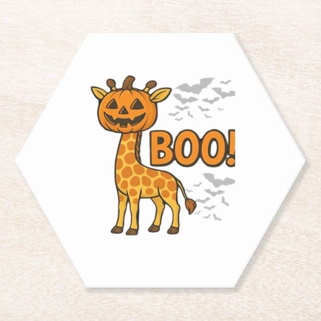 Boo Giraffe Halloween Costume Giraffe Lover Spooky Paper Coaster (Front)