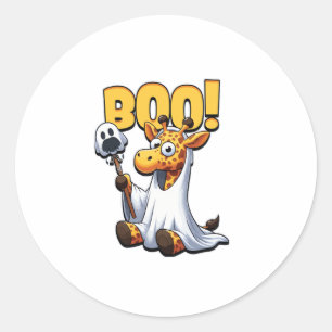 Boo Giraffe Halloween Ghost Giraffe _1 Classic Round Sticker