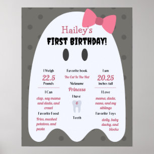 Boo! Girls Halloween 1st Birthday Milestone Poster