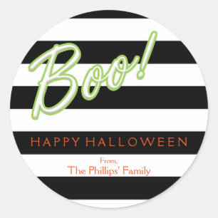 BOO green Chic Halloween Black Striped Sticker