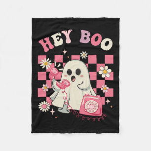 Boo Groovy Cute Ghost Funny Halloween Womens Kids Fleece Blanket