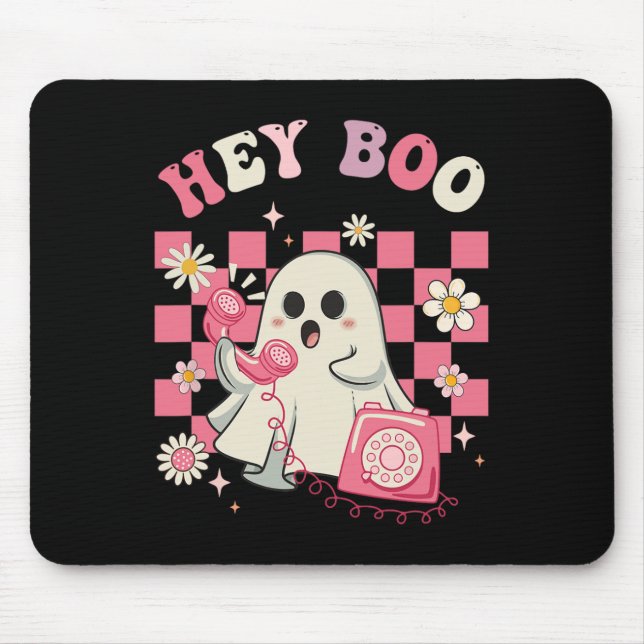 Boo Groovy Cute Ghost Funny Halloween Womens Kids  Mouse Mat (Front)