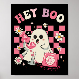 Boo Groovy Cute Ghost Funny Halloween Womens Kids Poster