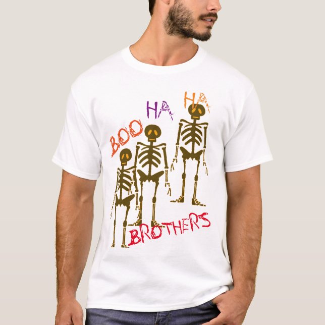 Boo Ha Ha Halloween Shirt - Skeleton Brothers Tee (Front)
