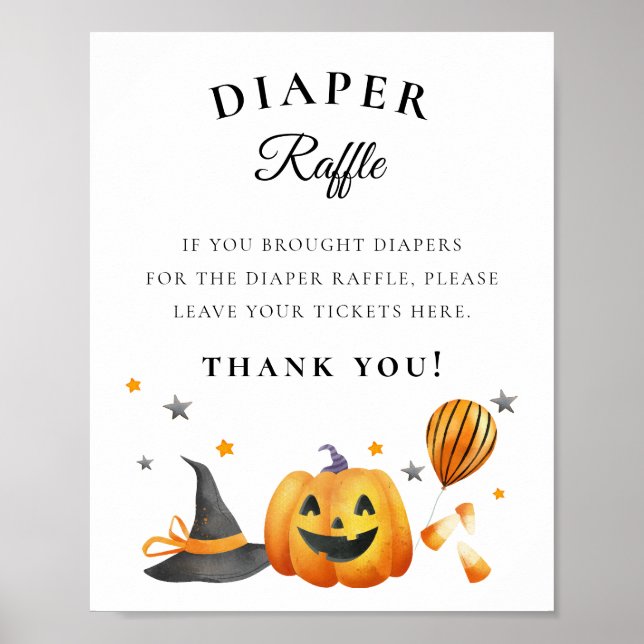 Boo Halloween Baby Shower Diaper Raffle Sign (Front)