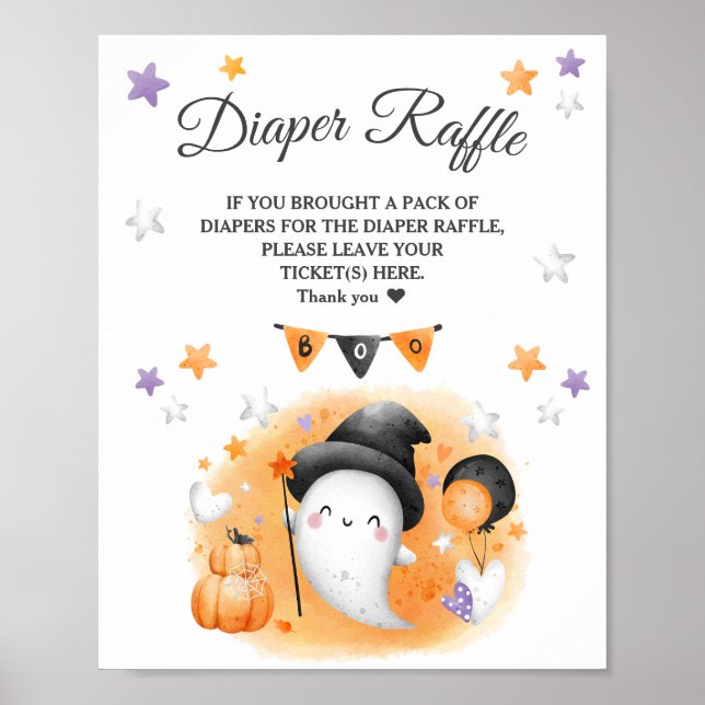 Boo Halloween Baby Shower Diaper Raffle Sign (Front)