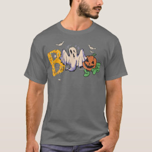 Boo Halloween Bat Pumpkin Ghost And Spiders 57 T-Shirt