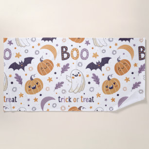 Boo Halloween Beach Towel – Cute Ghost & Pumpkin