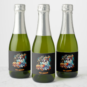 Boo! Halloween - Boo-tiful Beasts Orange Black Sparkling Wine Label