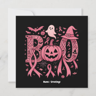 Boo Halloween Breast Cancer Awareness Pink Ribbon Invitation