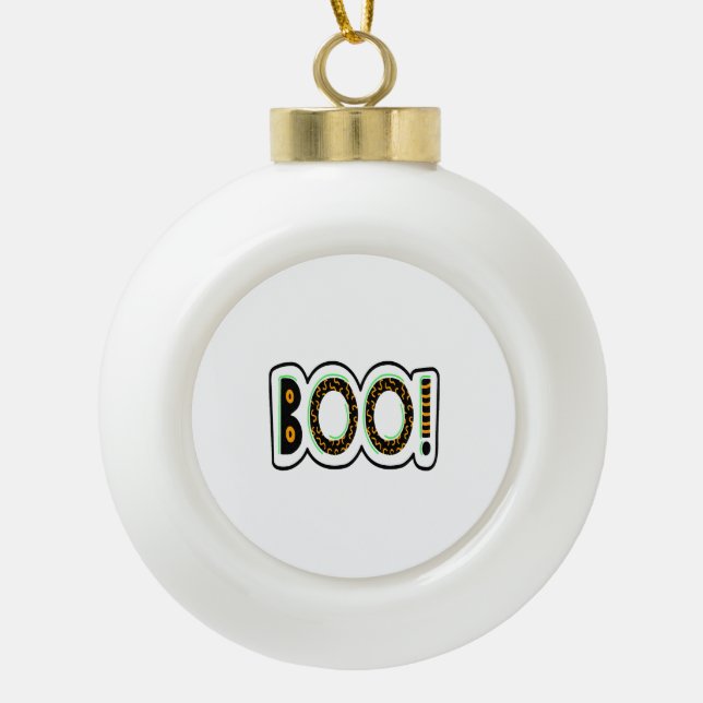 BOO Halloween                          Ceramic Ball Christmas Ornament (Front)