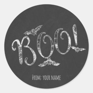 BOO! Halloween Chalkboard Chalk Holiday Party Classic Round Sticker