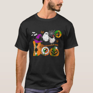 BOO Halloween Chicken Riding Witch s Broomstick Bo T-Shirt