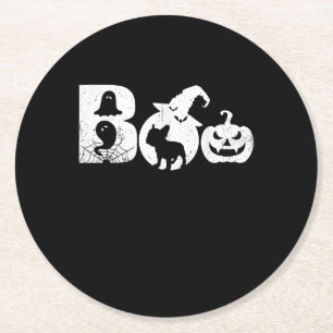 Boo Halloween Costume French Bulldog Gifts Round Paper Coaster
