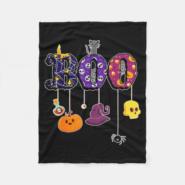Boo Halloween Costume Sders, Ghosts, Pumkin &amp;  Fleece Blanket (Front)