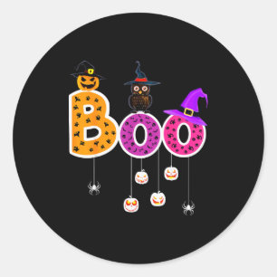 Boo Halloween Costume Sders Ghosts Pumkin &amp; Wi Classic Round Sticker