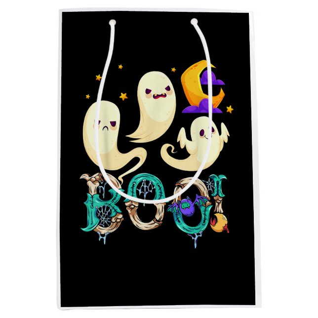 Boo! Halloween Cute Ghost Spooky Halloween Ghost C Medium Gift Bag (Front)