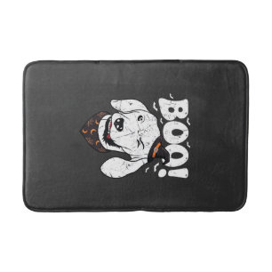 Boo Halloween Dog Witch Hat Bats Bath Mat