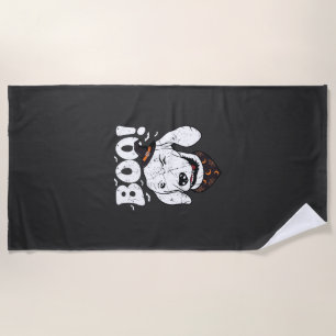 Boo Halloween Dog Witch Hat Bats Beach Towel