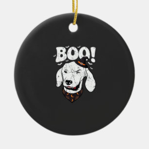 Boo Halloween Dog Witch Hat Bats Ceramic Tree Decoration