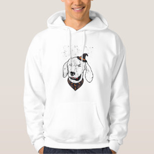 Boo Halloween Dog Witch Hat Bats Hoodie