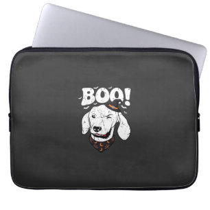 Boo Halloween Dog Witch Hat Bats Laptop Sleeve