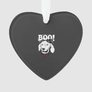 Boo Halloween Dog Witch Hat Bats Ornament
