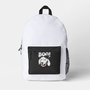 Boo Halloween Dog Witch Hat Bats Printed Backpack