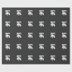 Boo Halloween Dog Witch Hat Bats Wrapping Paper