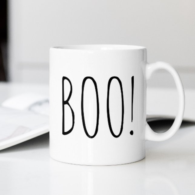 BOO Halloween | Funny Black & White Minimalist Coffee Mug (Creator Uploaded)