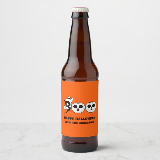 BOO! Halloween Ghost Beer Bottle Label Set (Front)
