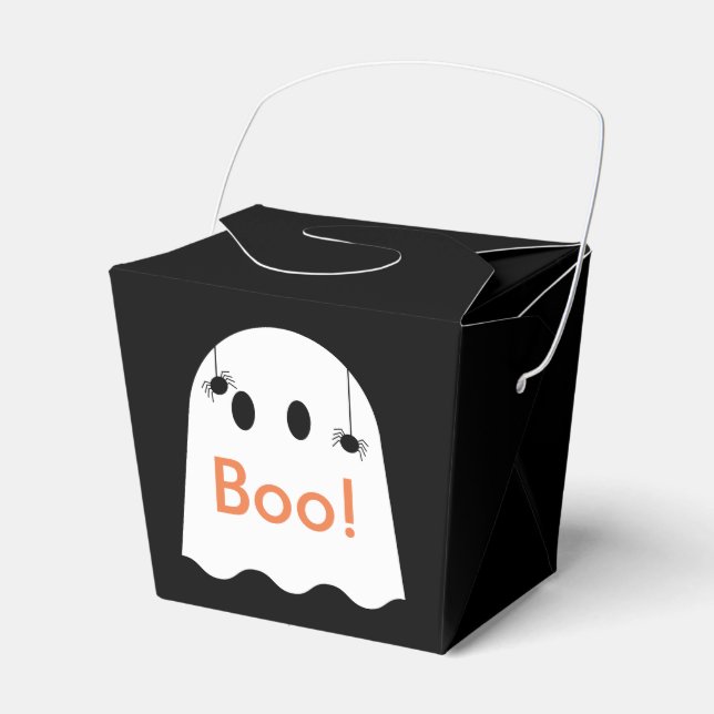Boo! Halloween Ghost Black Favour Gift Box (Front Side)