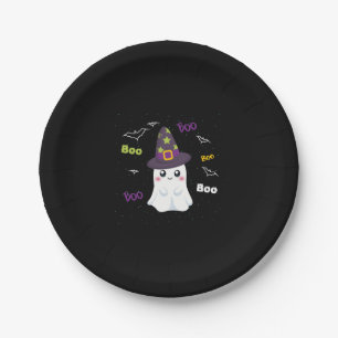 Boo halloween ghost costume men women kids paper plate