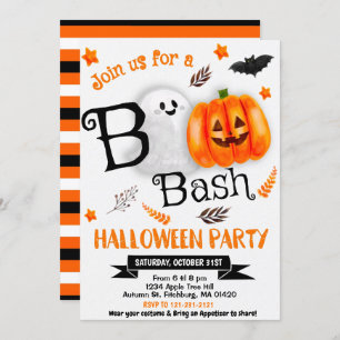 Boo! Halloween Ghost Cute Spooktacular Pumpkin Invitation