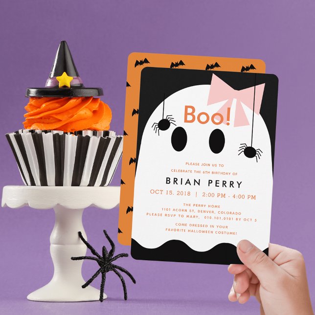 Boo! Halloween Ghost Girl Cute Birthday Invitation (Creator Uploaded)