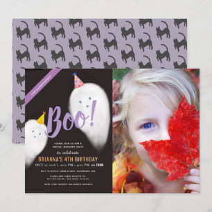 Boo! Halloween Ghost Photo Virtual Birthday Invitation