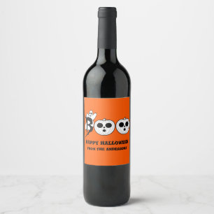 BOO! Halloween Ghost Wine Bottle Label Set