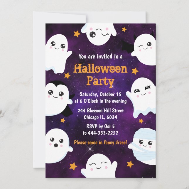 Boo Halloween Ghosts Halloween Party Invitation (Front)