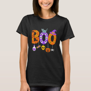 Boo Halloween Lovers Spooky Cat and Pumpkin Fun Co T-Shirt