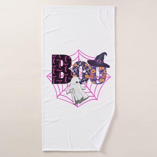 Boo Halloween October Pink Bath Towel (Bath Towel)