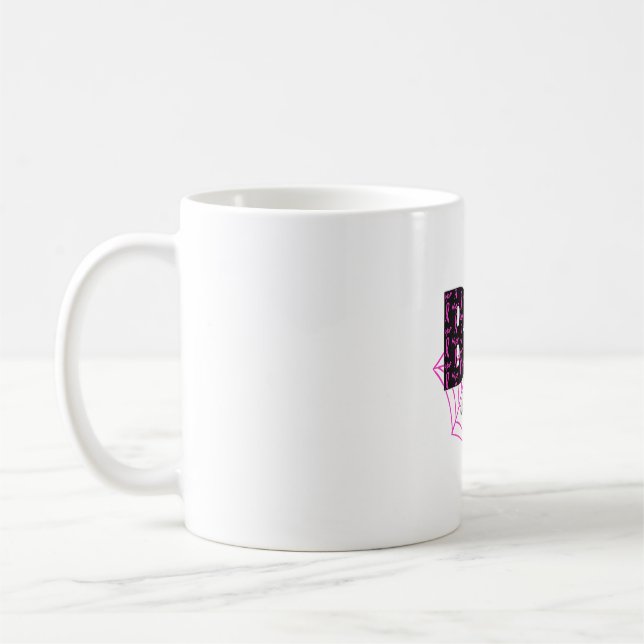 Boo Halloween October Pink Coffee Mug (Left)
