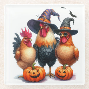 BOO Halloween on the farm Glass Coaster
