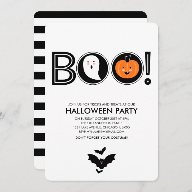 Boo! Halloween Party Invitation (Front/Back)